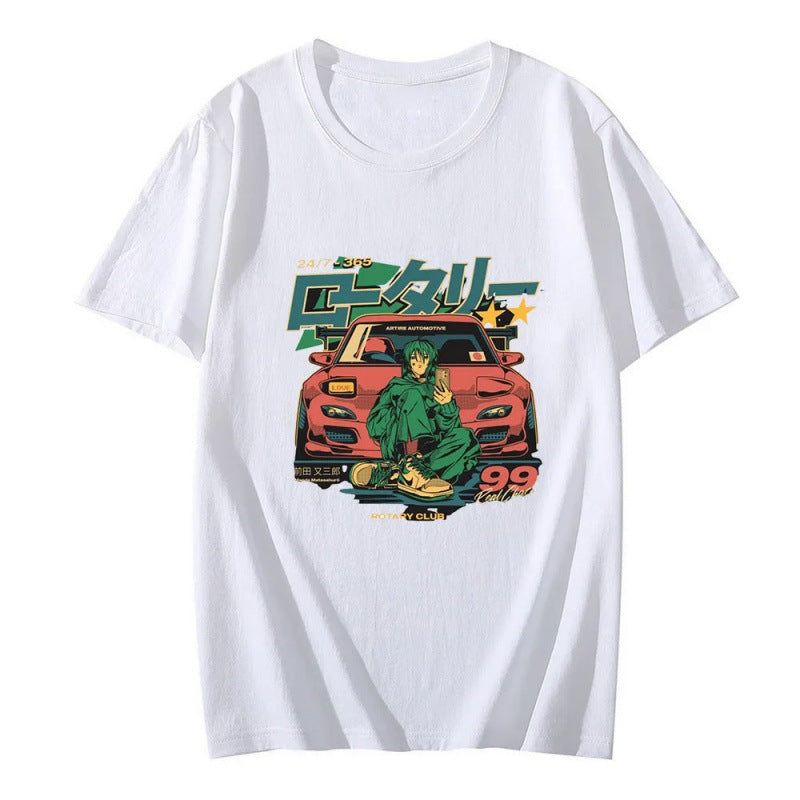 Men's GTO Auto Anime Cotton Crew Neck Graphic T-Shirt