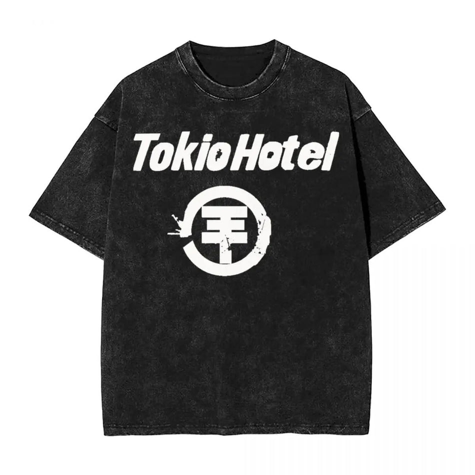 Men's Tokyo Hotel Washed Cotton Hip Hop Oversized T-Shirt
