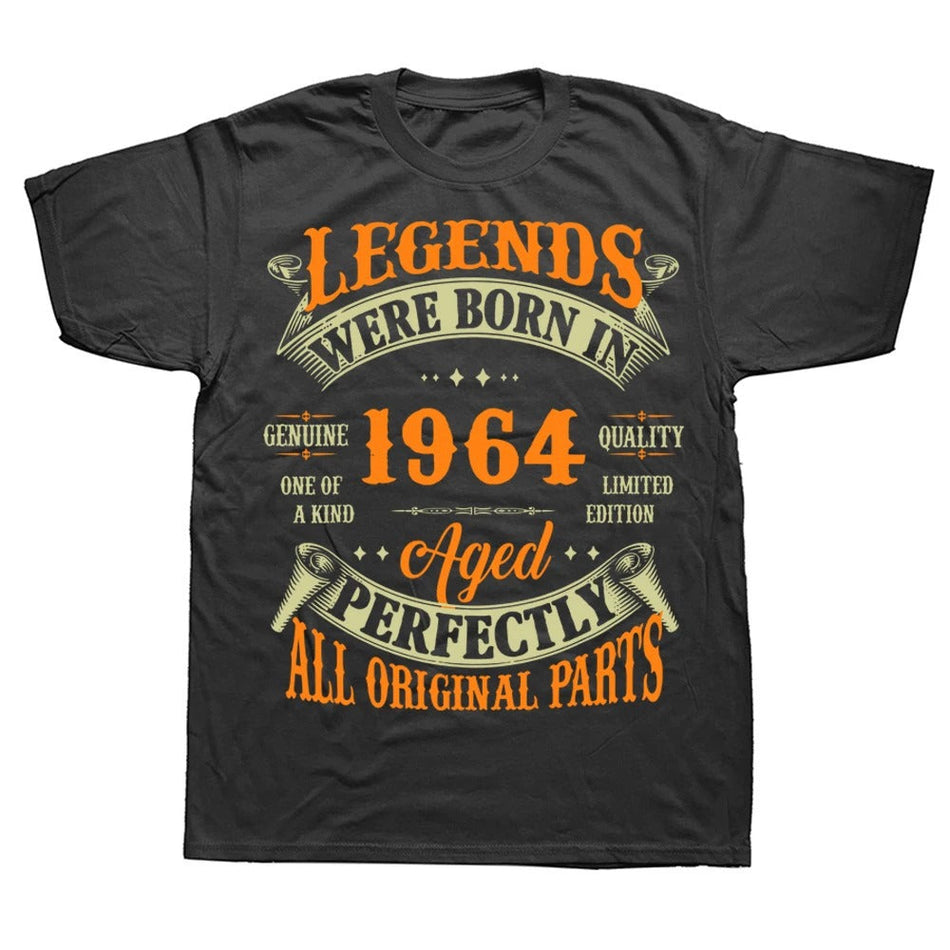 Men's Born in 1964 Vintage Streetwear Cotton Graphic T-Shirt