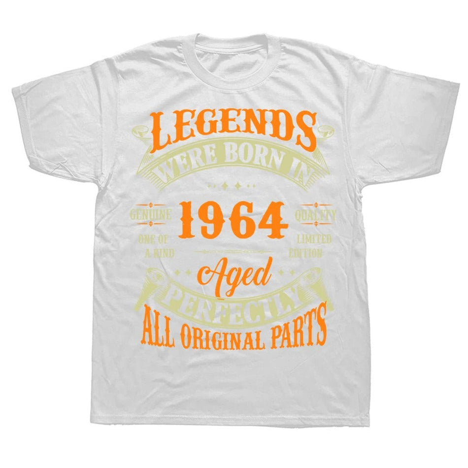 Men's Born in 1964 Vintage Streetwear Cotton Graphic T-Shirt