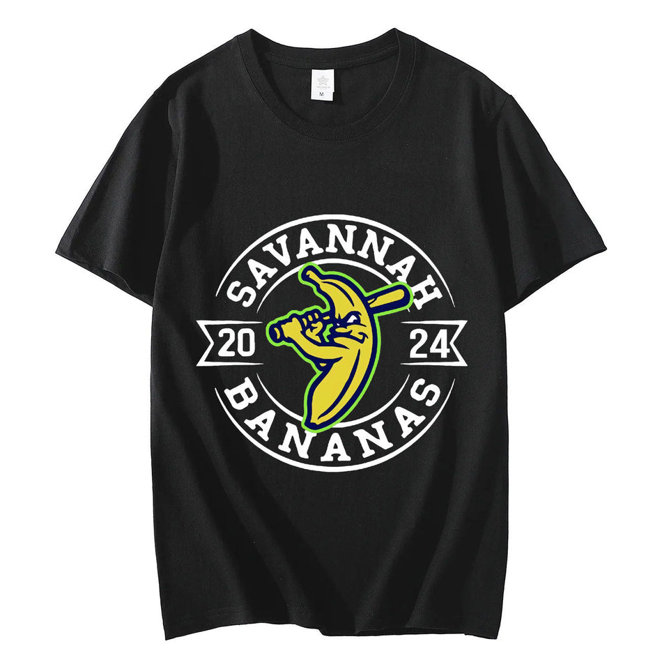 Men's Savannah Banana Baseball Cotton Graphic Crew Neck T-Shirt