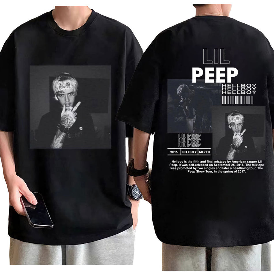Men's Lil Peep Double Sided Cotton Graphic Hip Hop T-Shirt