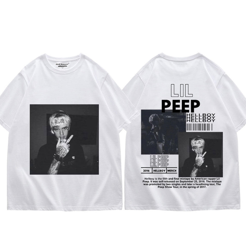 Men's Lil Peep Double Sided Cotton Graphic Hip Hop T-Shirt
