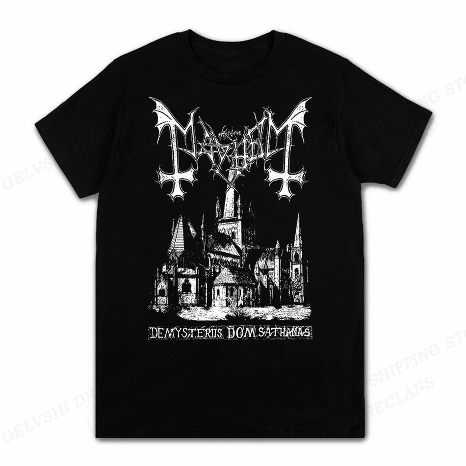 Men's Mayhem Death Cotton Graphic Crew Neck Street T-Shirt