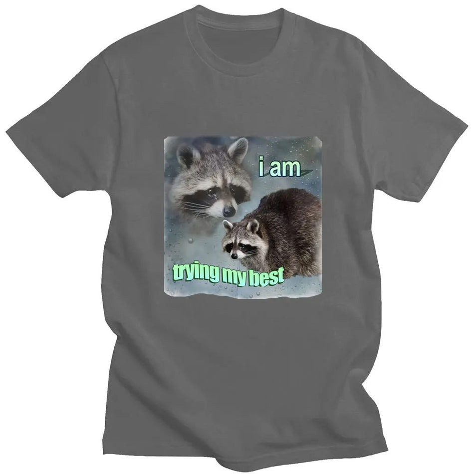 Men's I Am Trying My Best Raccoon Cotton Graphic T-Shirt