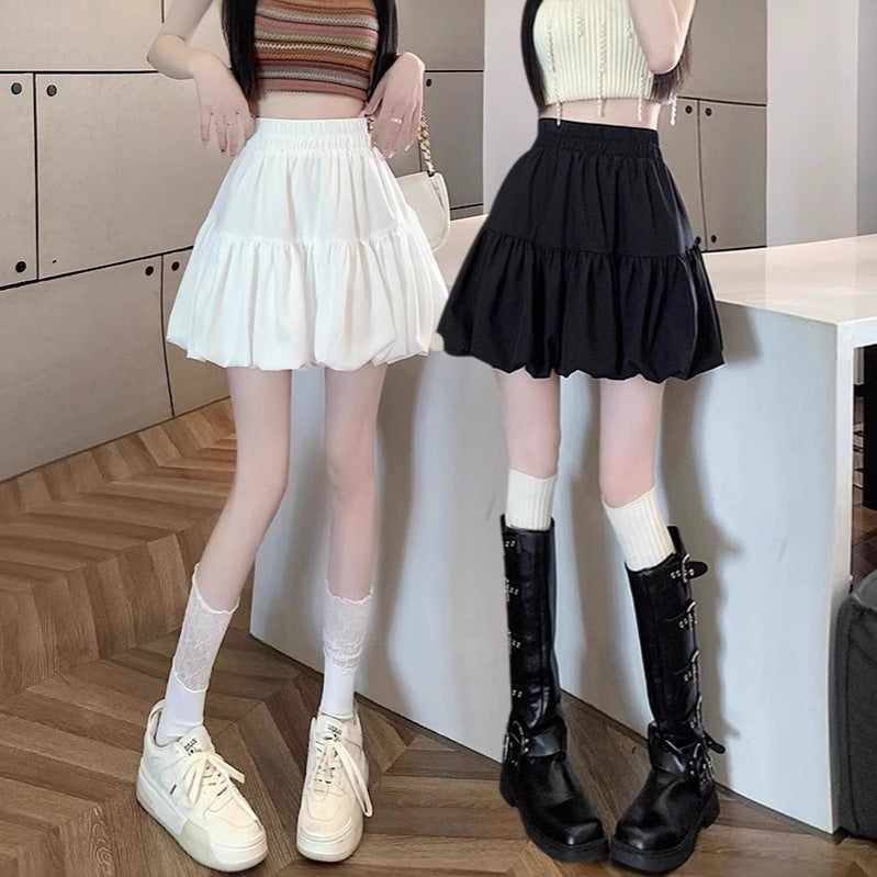 High-Waist Floral Bubble Mini Skirt for Women