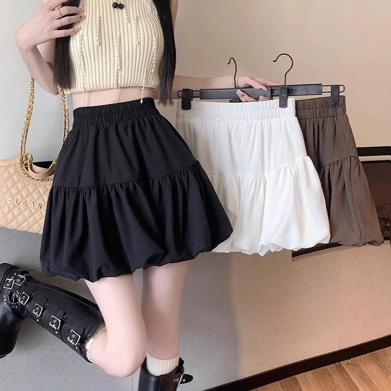 High-Waist Floral Bubble Mini Skirt for Women