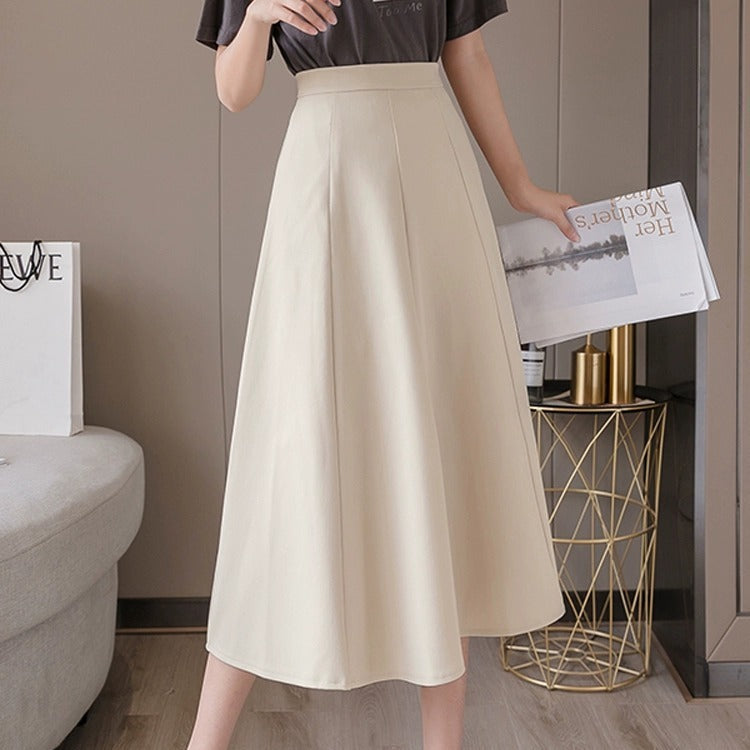 High-Waist A-Line Midi Skirt for Women