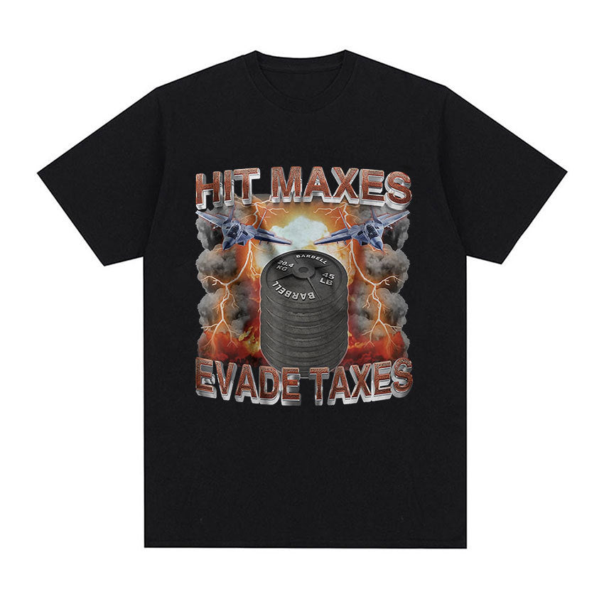 Men's Evade Taxes Retro Fitness Graphic Cotton T-Shirt