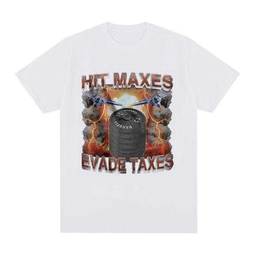 Men's Evade Taxes Retro Fitness Graphic Cotton T-Shirt