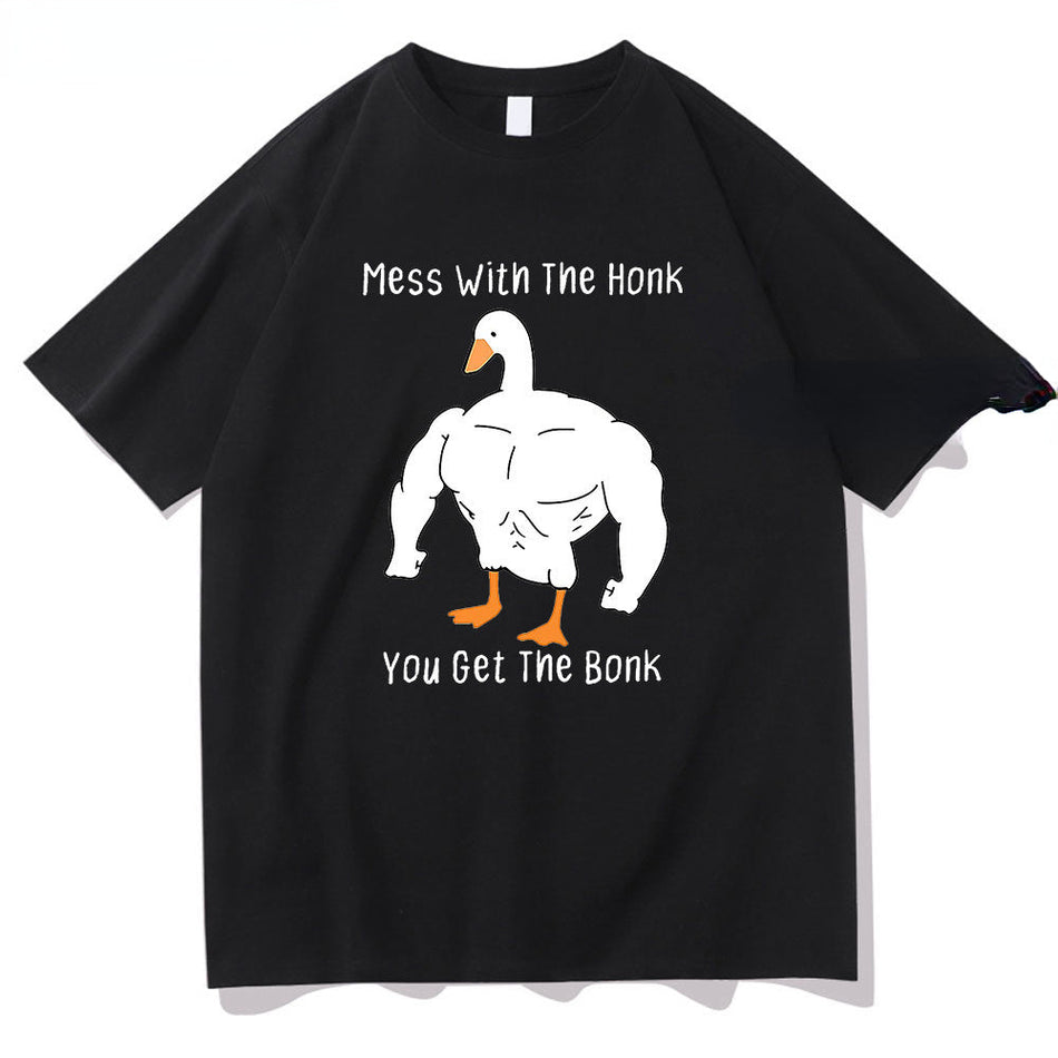 Men's Funny Goose Bonk Cartoon Cotton Graphic T-Shirt