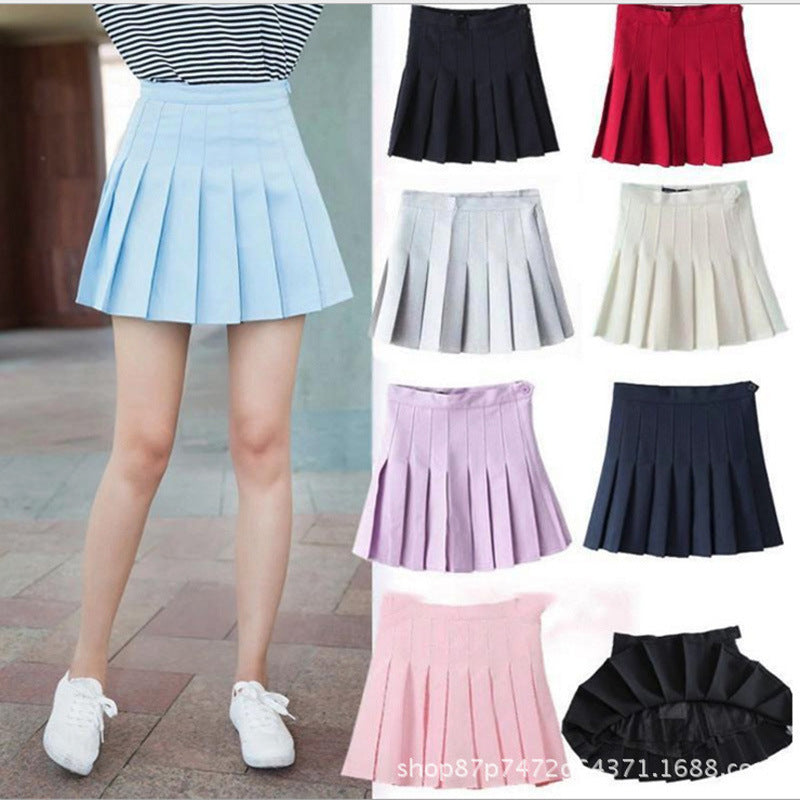 High-Waist A-Line Pleated JK Style Mini Skirt