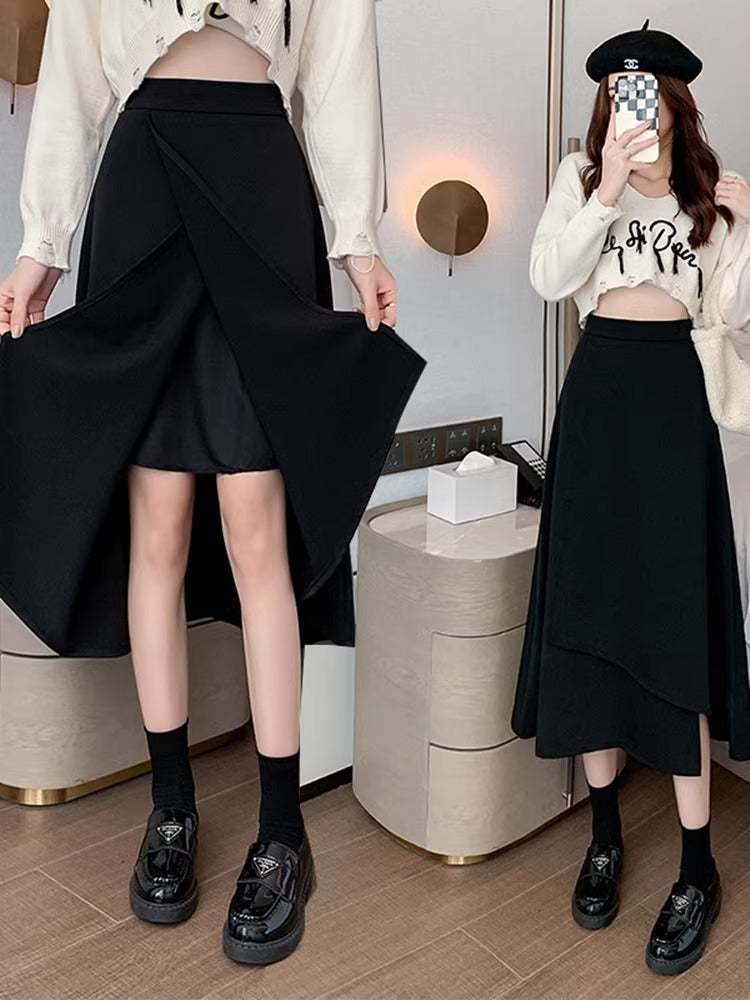 High-Waist A-Line Irregular Skirt for Women