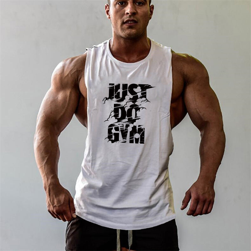 Men's Side Split Gym Tank Top Cotton Sleeveless Fitness Vest
