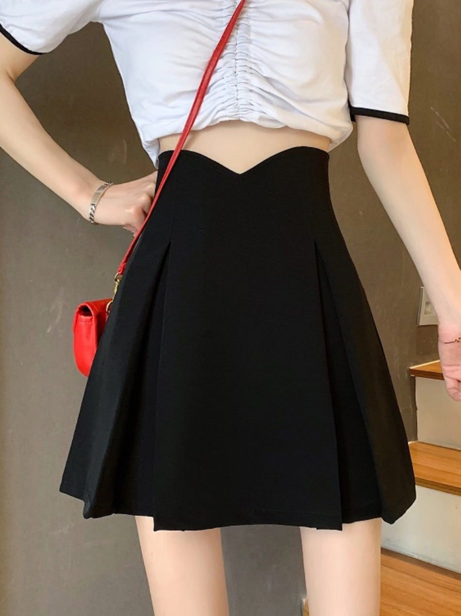 High-Waist Fishbone A-Line Skirt for Women