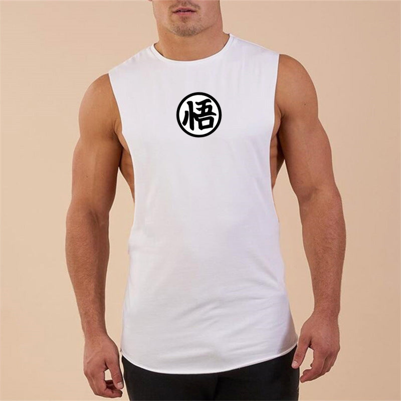 Men's Anime Gym Tank Top Muscle Bodybuilding Split Sports Vest