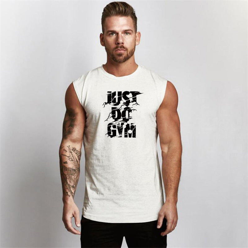 Men's Letter Print Gym Tank Top Sleeveless Bodybuilding Fitness