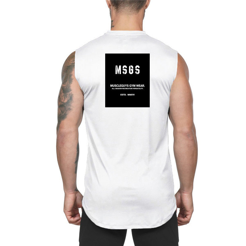 Men's Hip Hop Back Print Gym Tank Top Bodybuilding Sleeveless