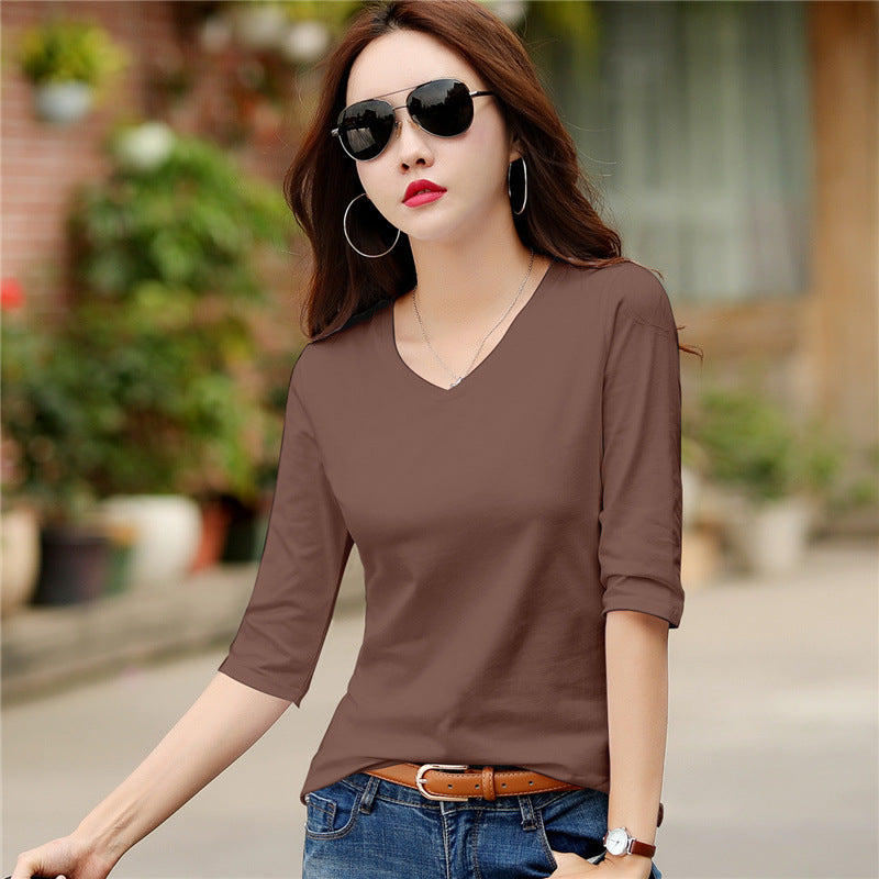 Women's Loose Fit 7-Sleeve Korean Style T-Shirt Jacket