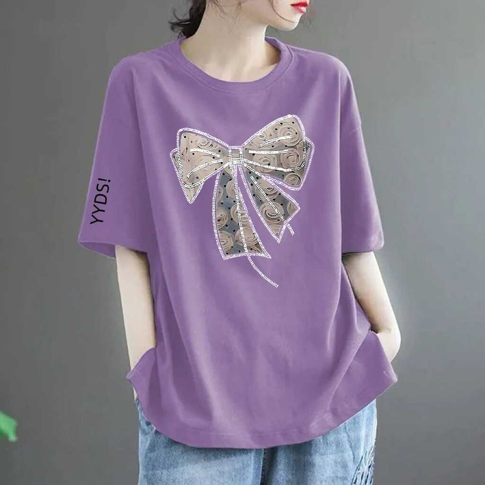 Women's Loose Fit Plus Size Short Sleeve Cotton Blend T-Shirt
