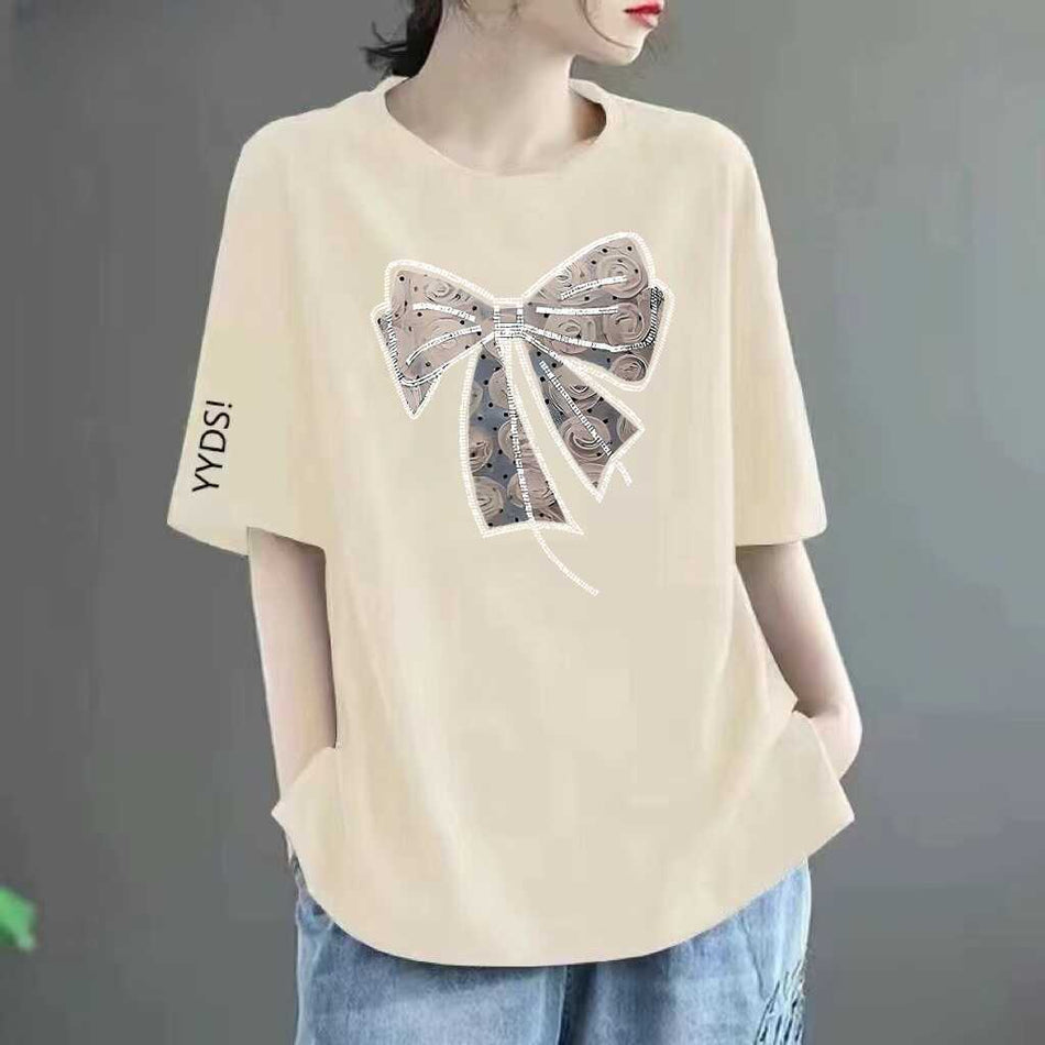 Women's Loose Fit Plus Size Short Sleeve Cotton Blend T-Shirt