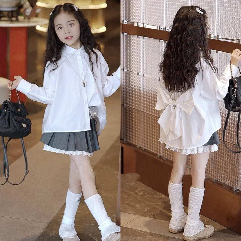 Girls Princess Style Bow Detail Skirt Set Outfit