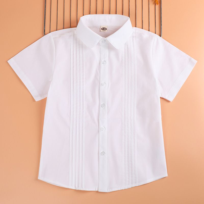 Girls Cotton Pleated Short Sleeve White School Shirt