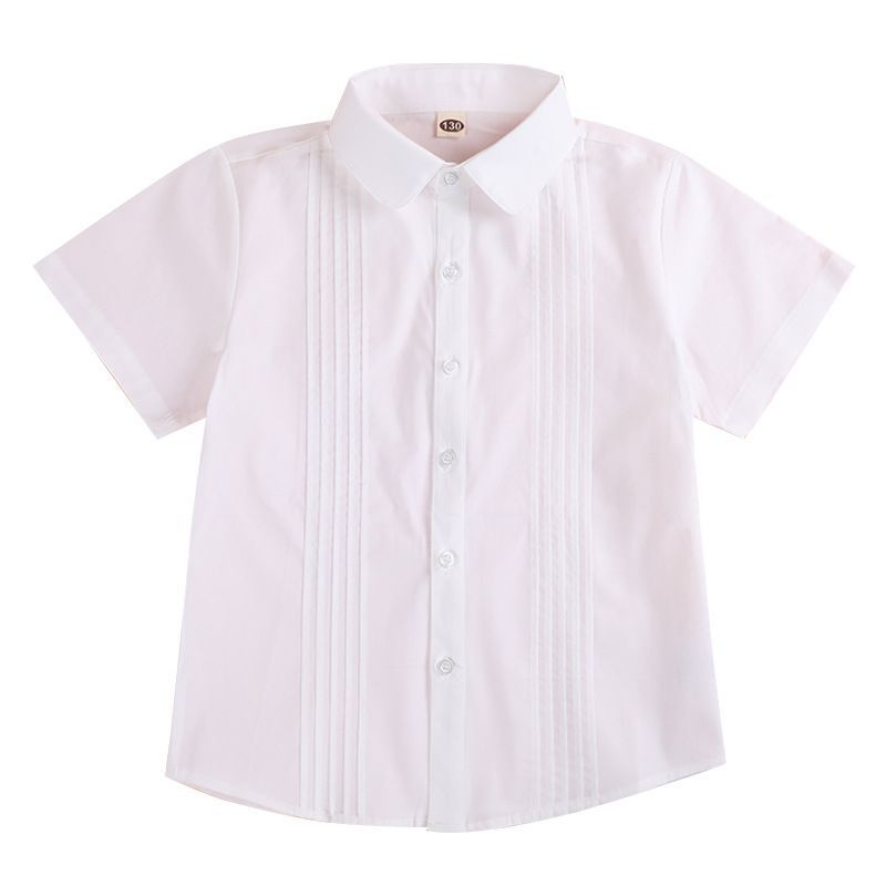 Girls Cotton Pleated Short Sleeve White School Shirt