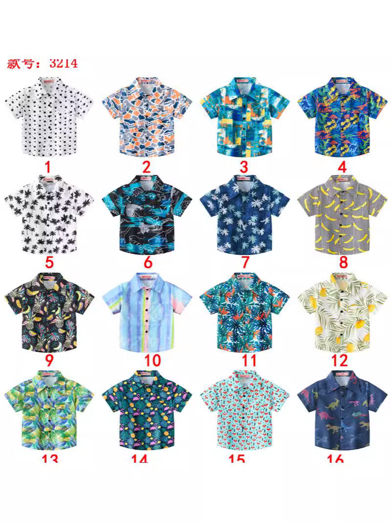 Boys Multi-Color Printed Short Sleeve Casual Shirt