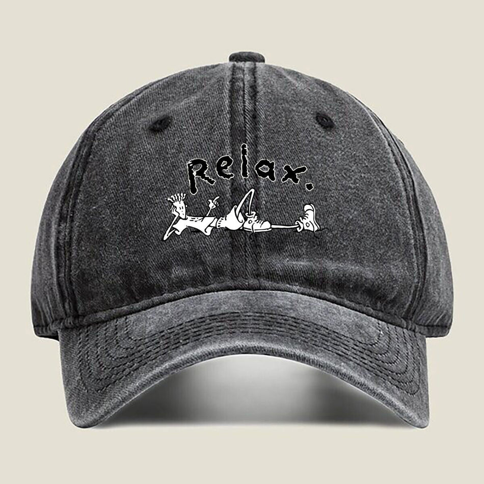 Relax Fun Cartoon Print Adjustable Baseball Cap Retro Style