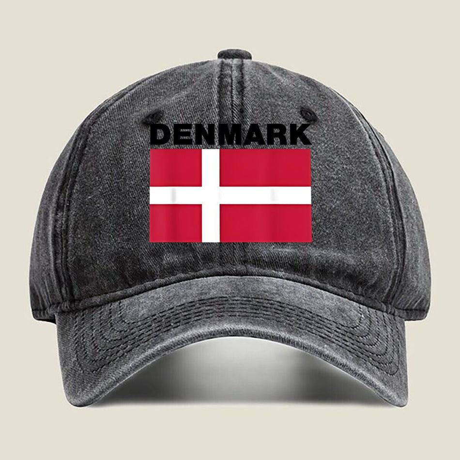 Denmark Flag Washed Baseball Cap Unisex Adjustable Hip Hop Hat