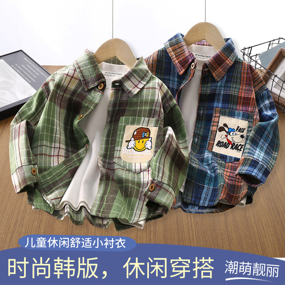 Kids Plaid Long Sleeve Shirt Jacket for Boys and Girls