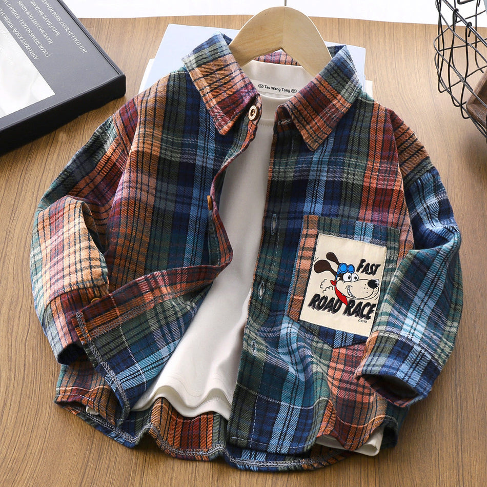 Kids Plaid Long Sleeve Shirt Jacket for Boys and Girls