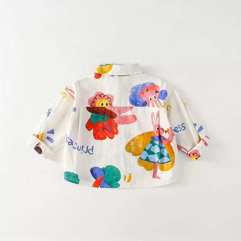 Kids Cartoon Print Long Sleeve Korean Style Shirt