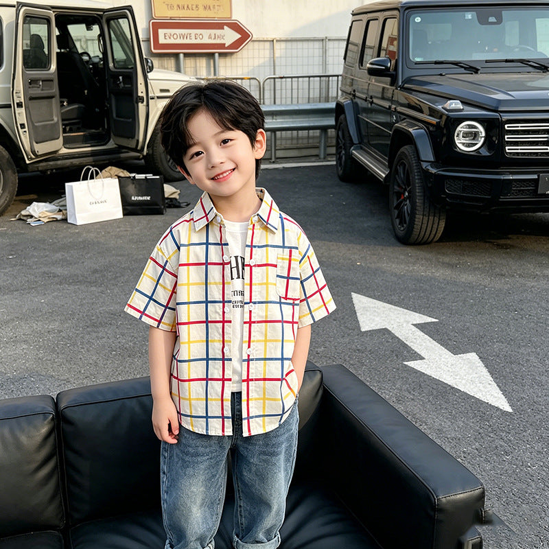 Boys Floral Short Sleeve Lightweight Summer Shirt