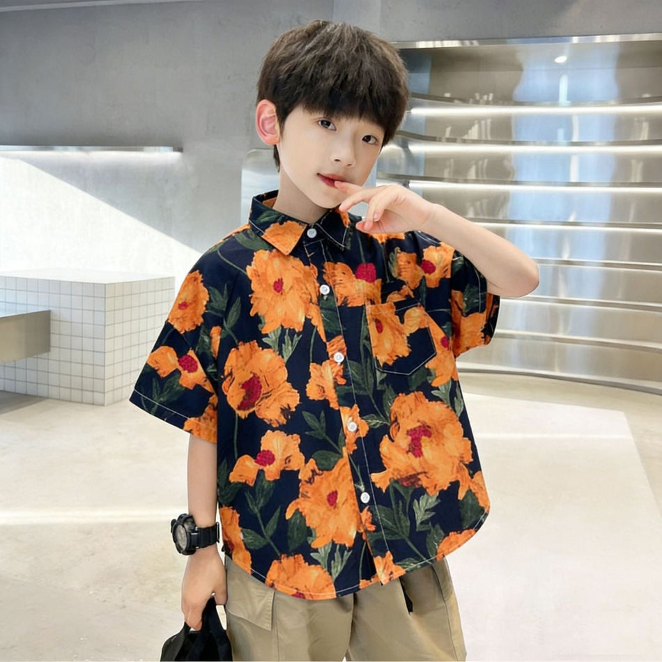 Kids Retro Hong Kong Style Short Sleeve Shirt