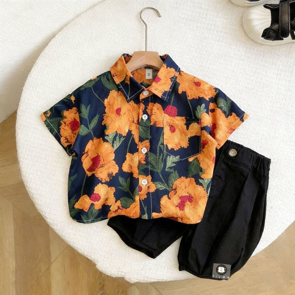 Kids Retro Hong Kong Style Short Sleeve Shirt