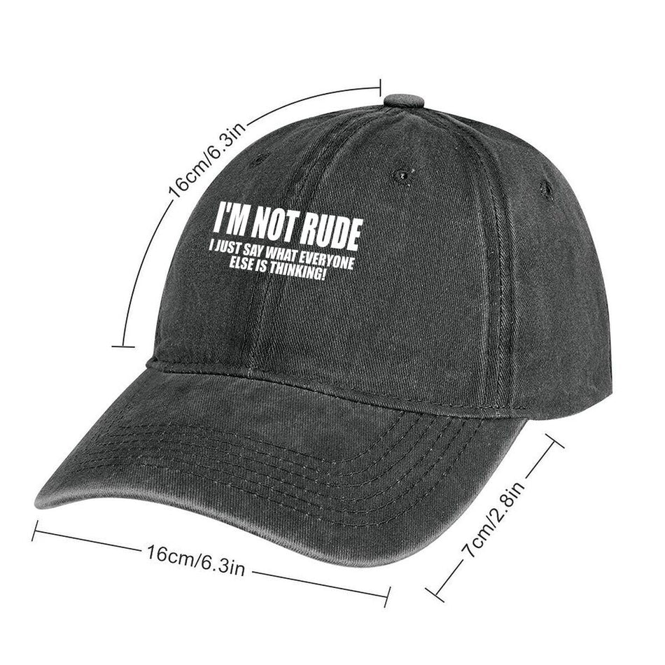 I'M Not Rude Bold Text Washed Baseball Cap Unisex Adjustable