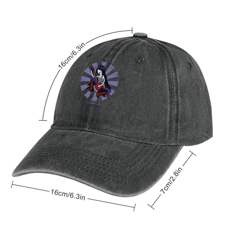 Guitar Girl Retro Music Washed Baseball Cap Unisex Adjustable