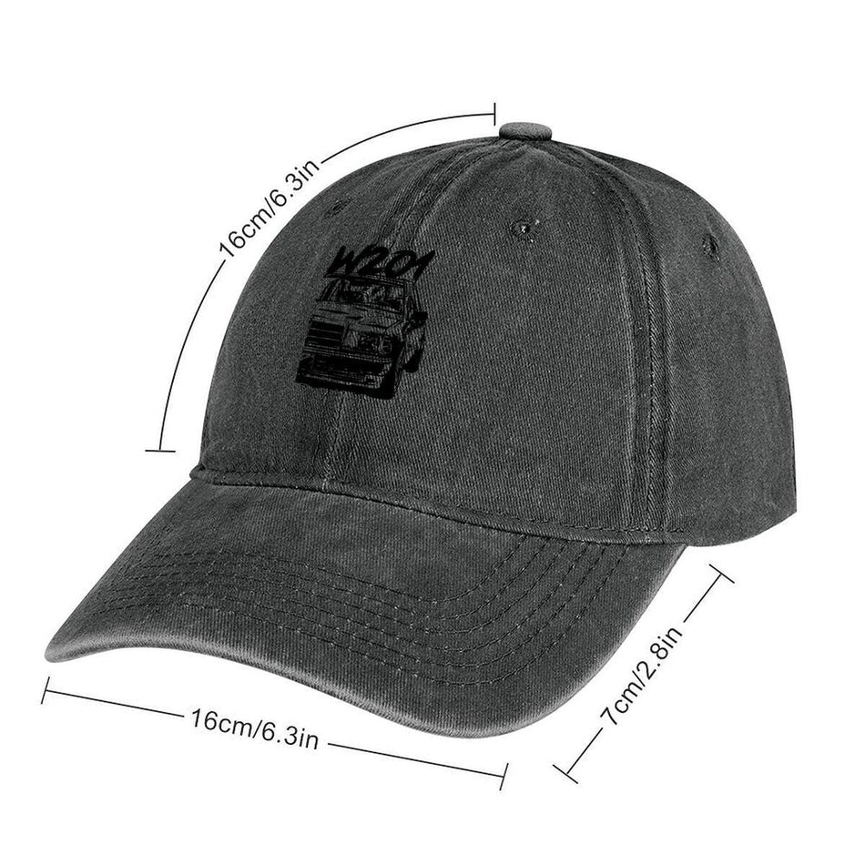 W201 Car Silhouette Washed Baseball Cap Unisex Adjustable Hat
