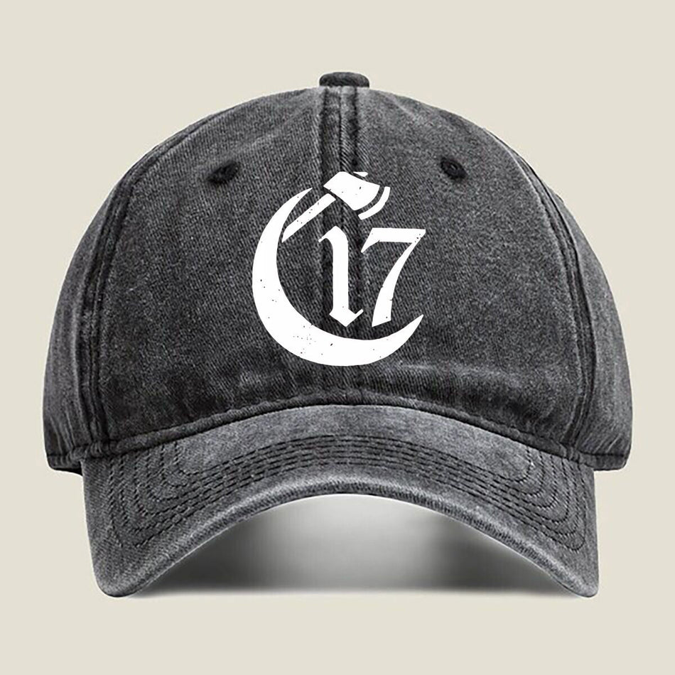 Crescent Moon Number 17 Washed Baseball Cap Unisex Outdoor