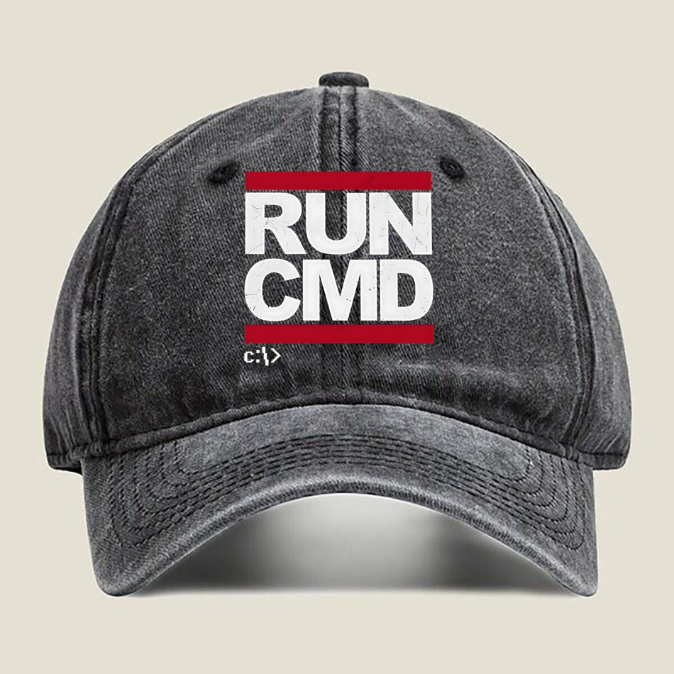 Run Cmd Themed Washed Baseball Cap Unisex Outdoor Adjustable