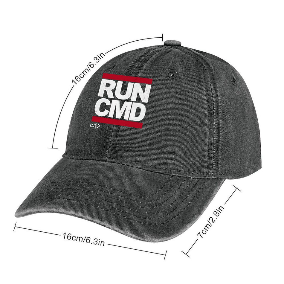 Run Cmd Themed Washed Baseball Cap Unisex Outdoor Adjustable
