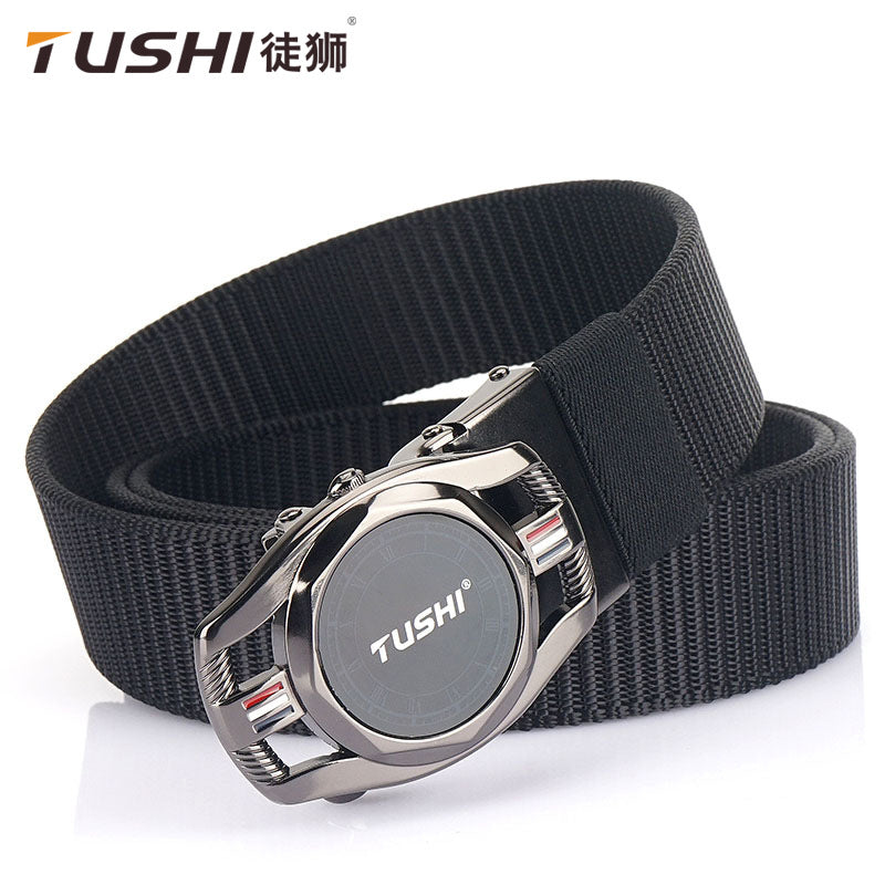 Toothless Auto Buckle Nylon Canvas Belt Outdoor Adjustable