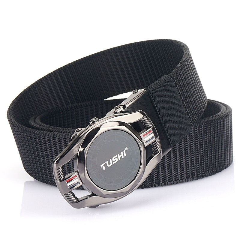 Toothless Auto Buckle Nylon Canvas Belt Outdoor Adjustable