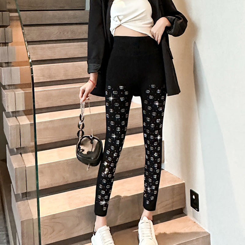 Women's Modal Cotton Rhinestone Cropped Leggings