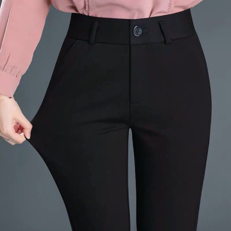 Women's High-Waisted Stretch Straight-Leg Trousers