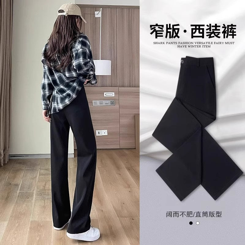 Women's High-Waisted Draped Wide-Leg Suit Pants