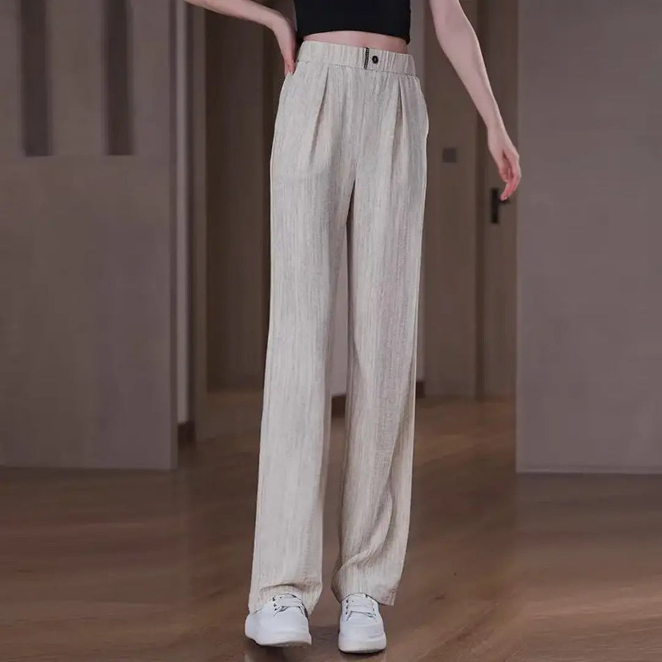 Women's Plus Size High-Waisted Wide-Leg Pants