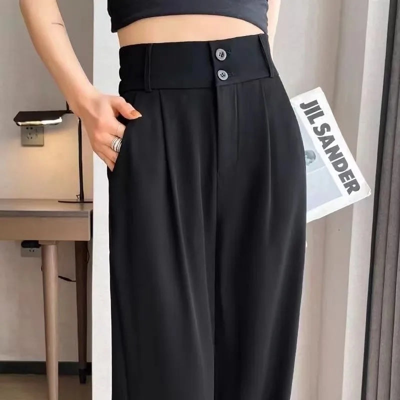 Women's Plus Size High-Waisted Draped Wide-Leg Pants